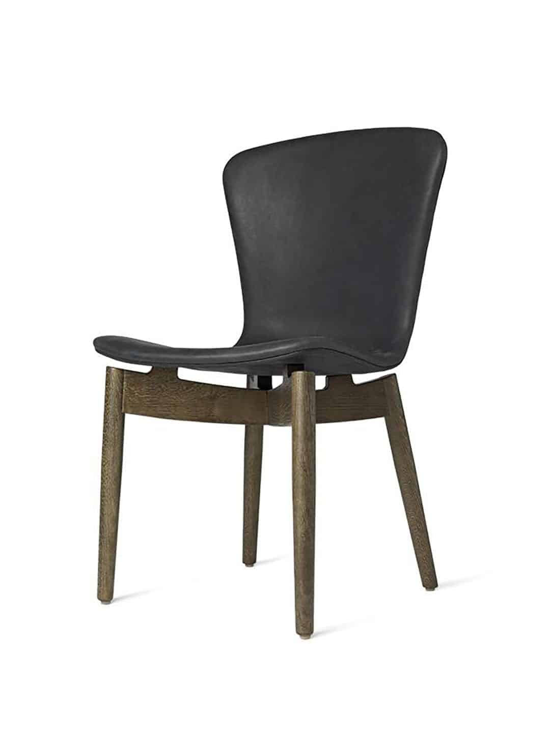 Обеденный стул Mater Shell, серый дуб угольно-черного цвета вид сбоку на белом фоне