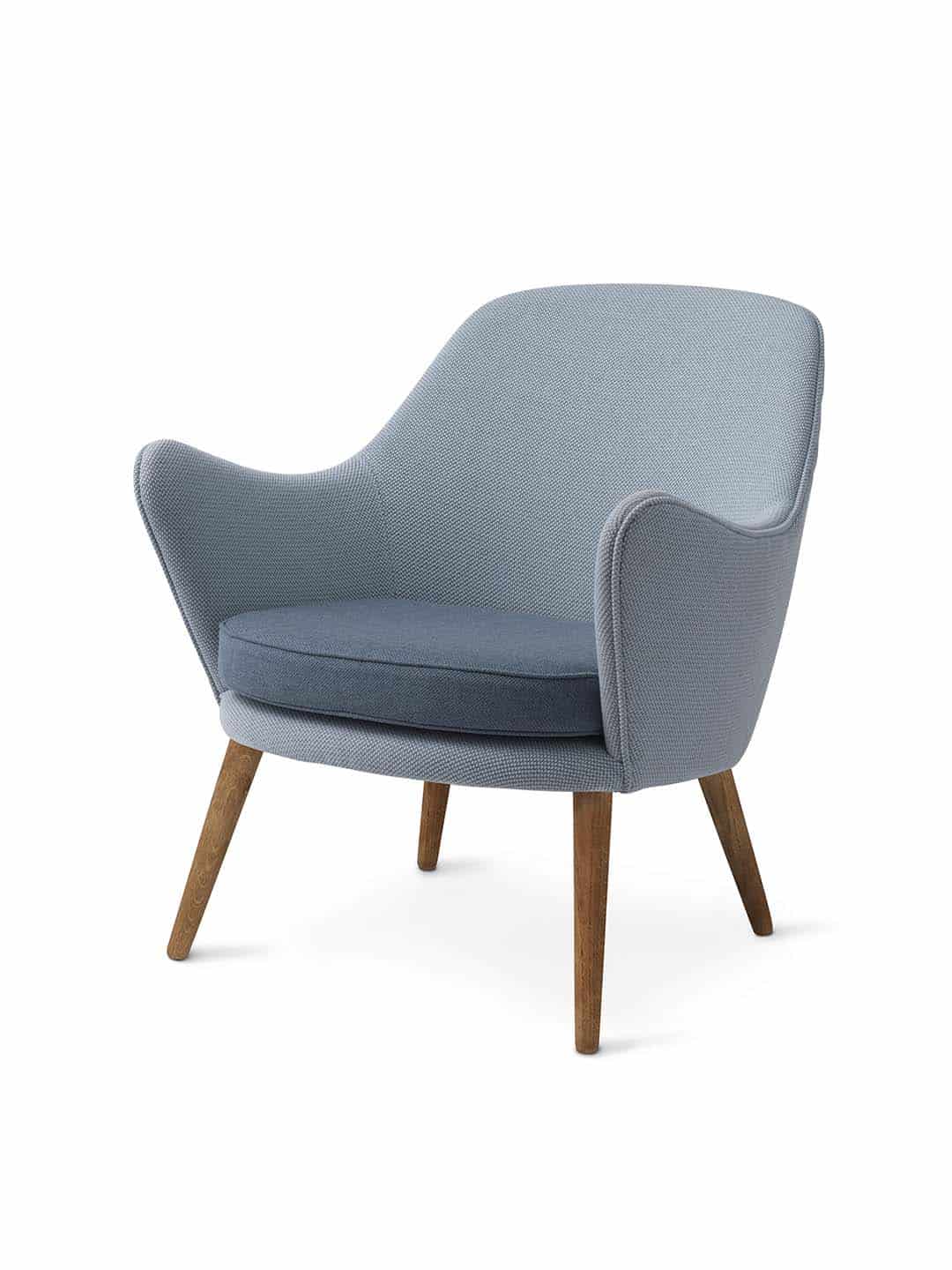 Кресло для отдыха Warm Nordic Dwell светло-голубой/темно-голубой на белом фоне вид сбоку