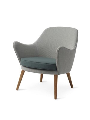 Кресло для отдыха Warm Nordic Dwell мятно-серый/стальной светло-синий на белом фоне вид сбоку