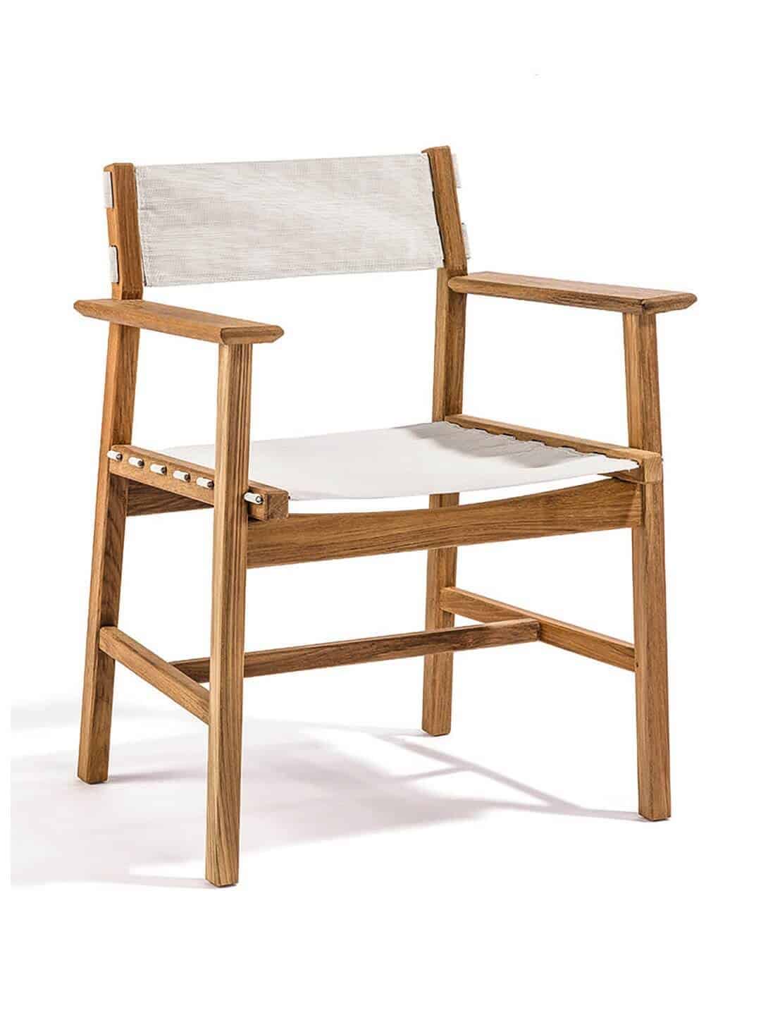 Обеденное кресло Skargaarden Djurö тиковое дерево/белый batyline на белом фоне