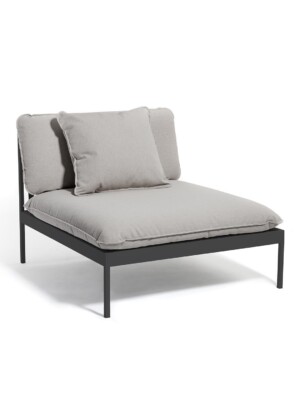 Модульное кресло Skargaarden Bönan темно-серый каркас/серые подушки для террасы на белом фоне