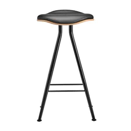 Дизайнерский полубарный стул NORR11 Barfly - кожа черная сталь/черная кожа
