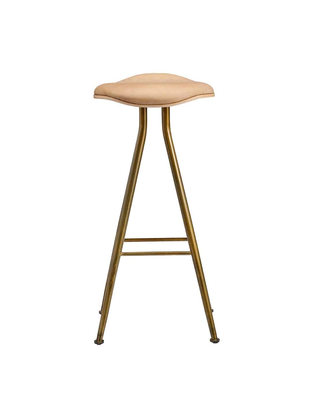 Барный стул NORR11 Barfly - кожа латунь/кожа желто-коричневого цвета премиум класса