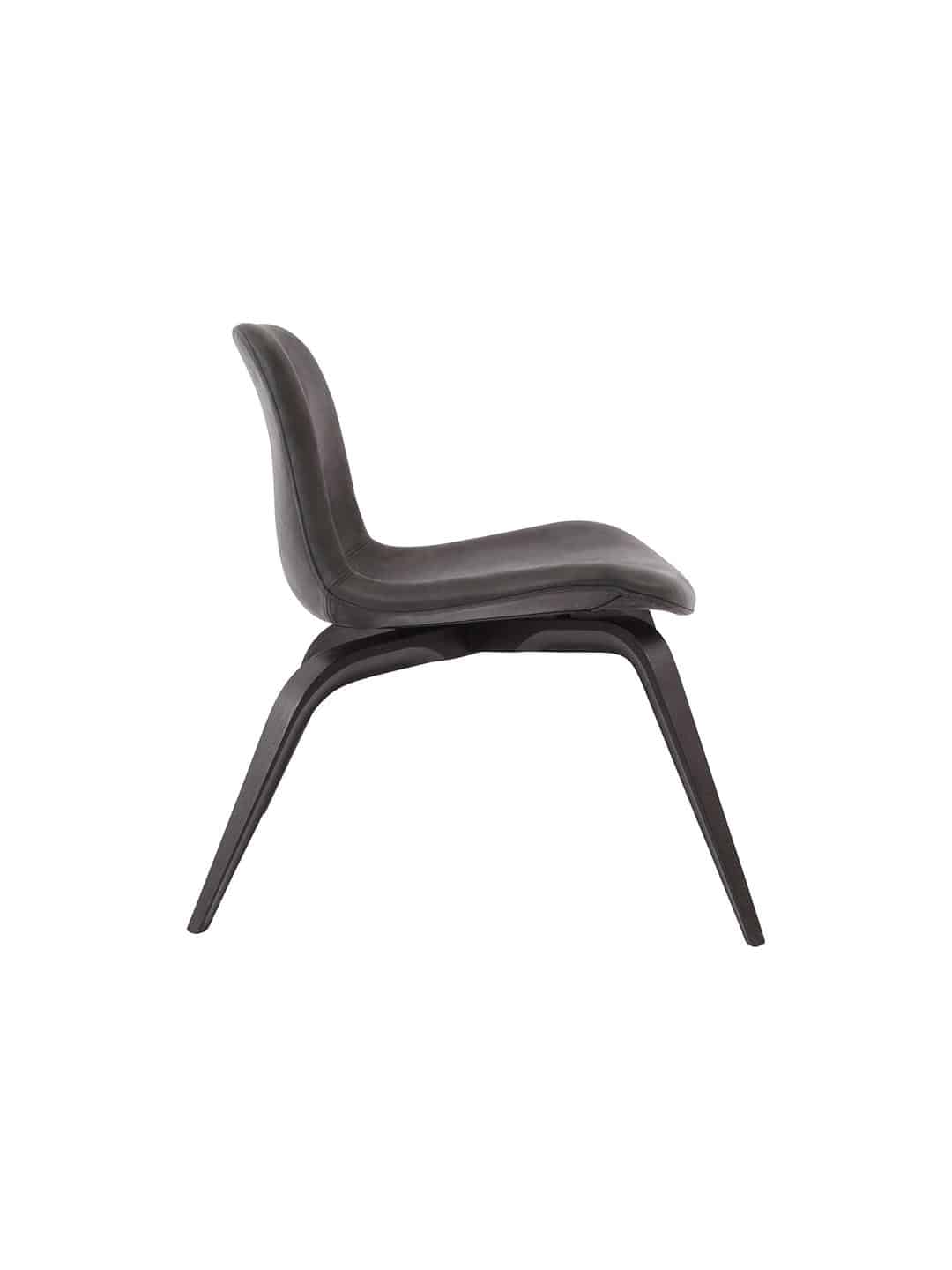 Скандинавское кресло для отдыха NORR11 Goose - кожа из черного дуба с кожей цвета антрацит