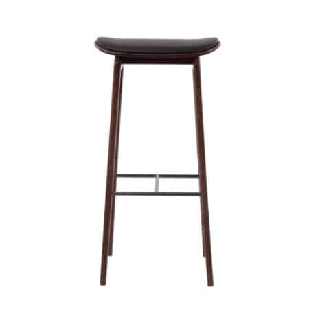 Дизайнерский полубарный стул NORR11 NY11 - кожа из темного дымчатого дуба