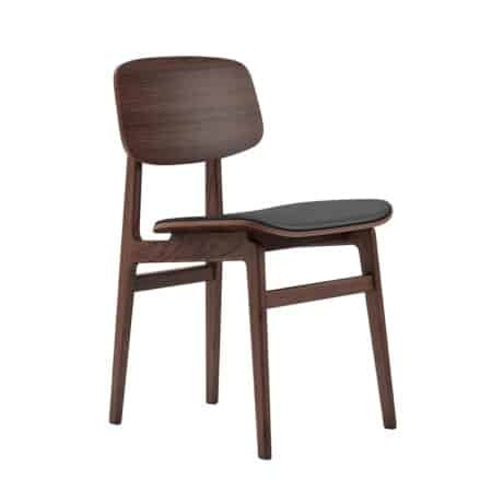 Элитный обеденный стул NORR11 NY11 из темного дуба с кожаным сиденьем