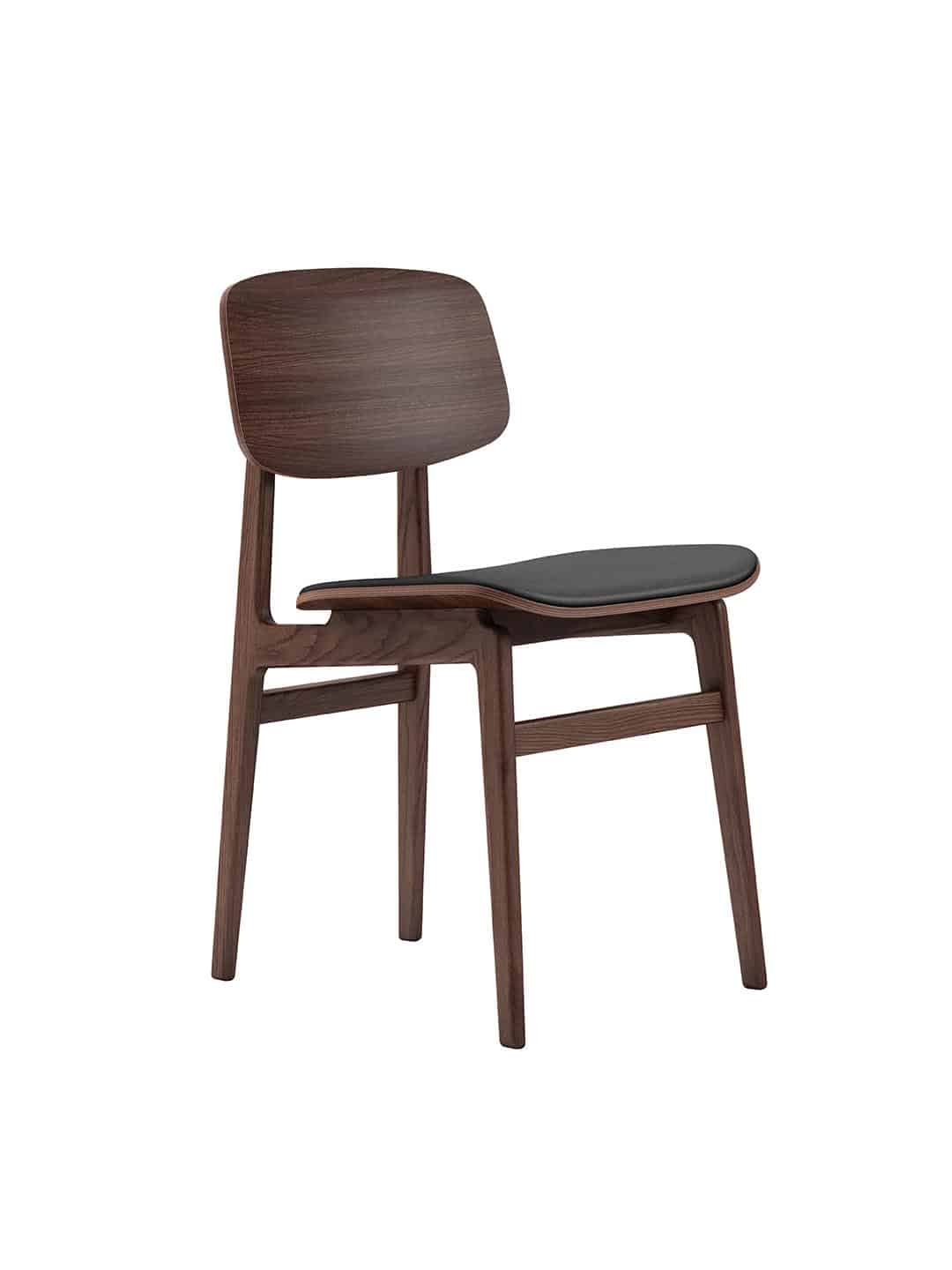 Элитный обеденный стул NORR11 NY11 из темного дуба с кожаным сиденьем