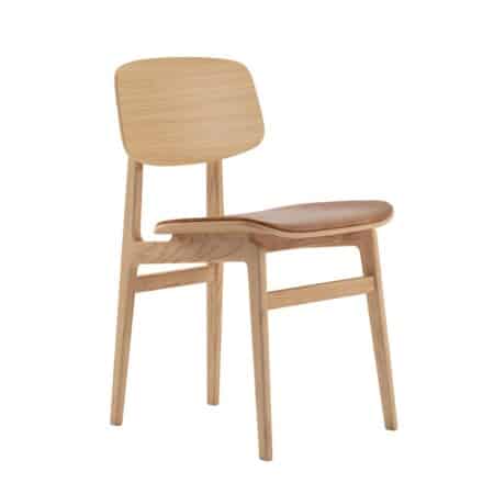 Оригинальный обеденный стул NORR11 NY11 из дуба с кожаным сиденьем