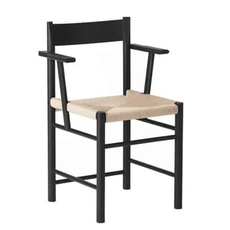 Оригинальный обеденный стул Brdr. Kruger F-Chair с подлокотниками из черного ясеня