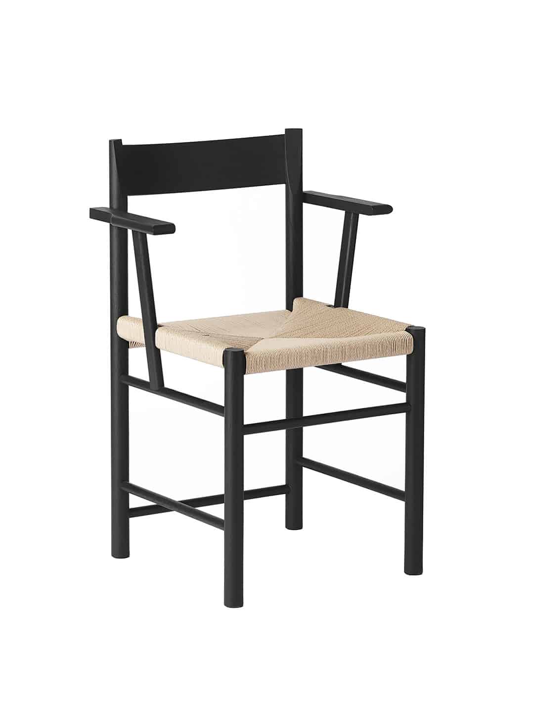 Оригинальный обеденный стул Brdr. Kruger F-Chair с подлокотниками из черного ясеня