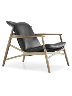 Кресло Stolab Link из натуральной древесины и черной кожи премиум класса