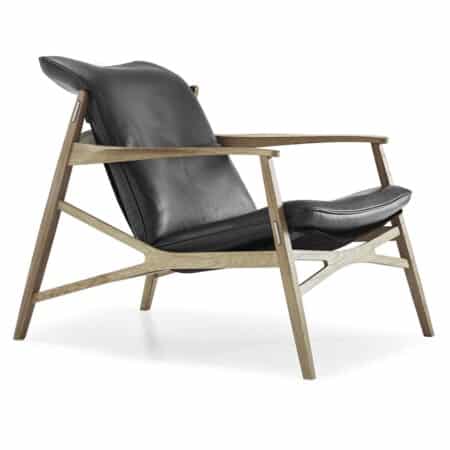 Кресло Stolab Link из натуральной древесины и черной кожи премиум класса