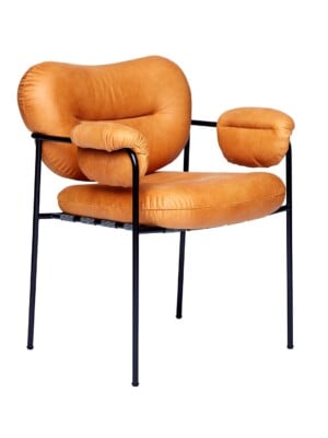 Практичный стул с подлокотниками Spisolini из кожи коньячного цвета