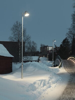 Скандинавский уличный светильник Zero Lighting Convex Pole серого цвета