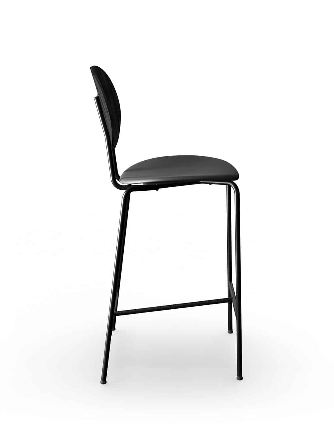 Дизайнерский полубарный стул Sibast PIET HEIN из черной кожи